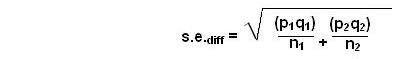 Formula: Standard Error of the difference